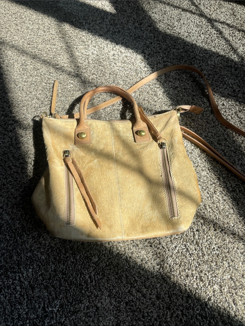 Miss Albright Yellow Shoulder Tote with Tan Trim